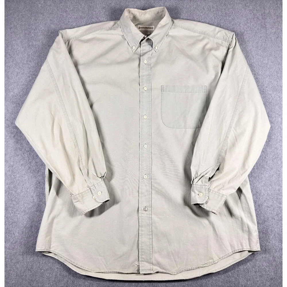 Vintage Banana Republic Button Down Shirt XL Sage Green‎ Long Sleeve Classic
